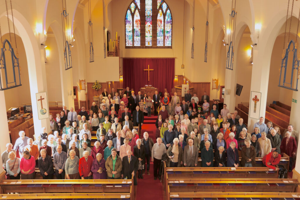 The Greenbank congregation in the sanctuary after worship (Sunday 31st March 2024). Photo by Phil Barnes.