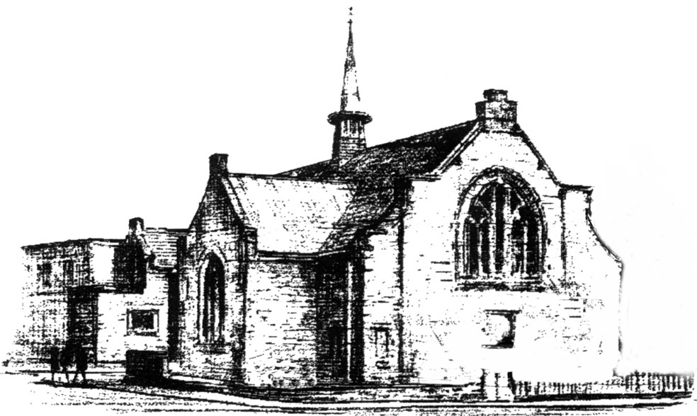 Pencil b&w drawing of Greenbank exterior (widely used old image)