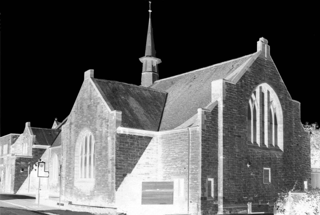 Inverse B&W image of Greenbank exterior (old)