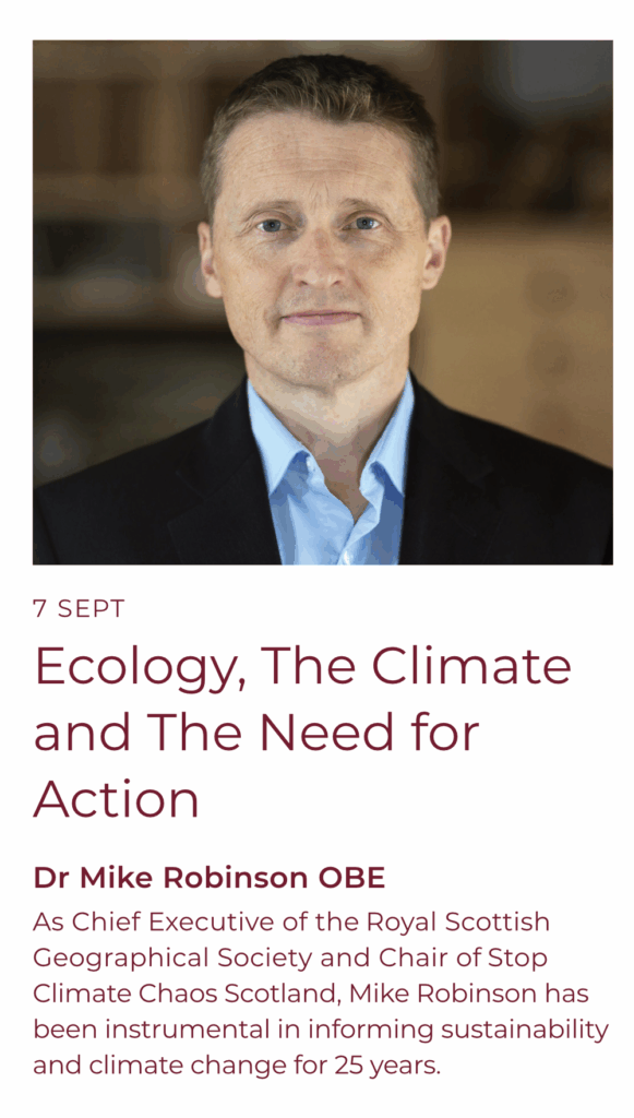 Image of Dr Mike Robinson, speaking on 7 September 2025 on Ecology: The climate and the need for action.