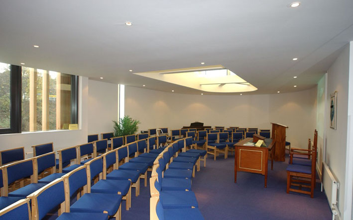 Braid Room, looking west: laid out for a meeting
