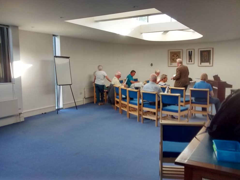Braid Room: small meeting at semi-circular (west) end. Note the electronic organ to the right