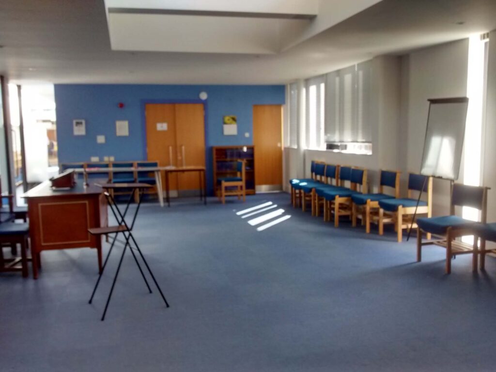 Braid Room, looking east. The rightmost door leads to a small kitchen shared with the Hermitage Room small kitchen (next photo) shared with the Hermitage Room